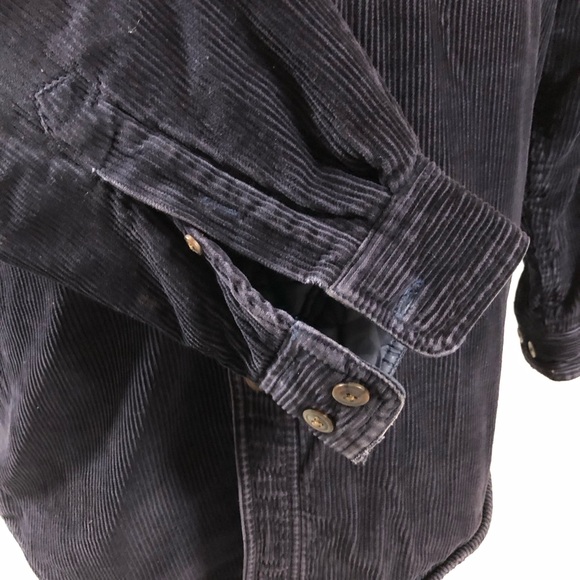 Corduroy Men's  Navy Long Sleeve Flannel Lined Button Shirt Jacket Medium - Picture 4 of 15